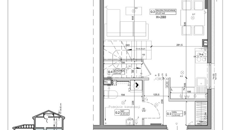 Rzut - Dom na sprzedaż 3 pokoje o powierzchni 76,58 m² - numer 25B w Zielono Mi