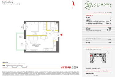 Rzut - Mieszkanie na sprzedaż 2 pokoje o powierzchni 38,92 m² - numer B.17 w Olchowy Park II