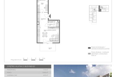Rzut - Mieszkanie na sprzedaż 2 pokoje o powierzchni 49,45 m² - numer M52 w Modern House II