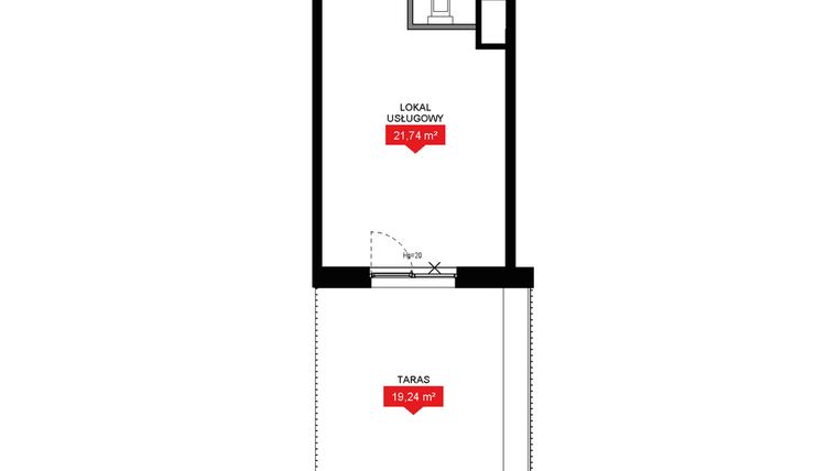 Rzut - Mieszkanie na sprzedaż 1 pokój o powierzchni 25,65 m² - numer A2 161LU w 29L - Apartamenty inwestycyjne