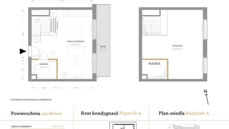 Rzut - Mieszkanie na sprzedaż 1 pokój o powierzchni 57,34 m² - numer A/61 w Królowej Jadwigi
