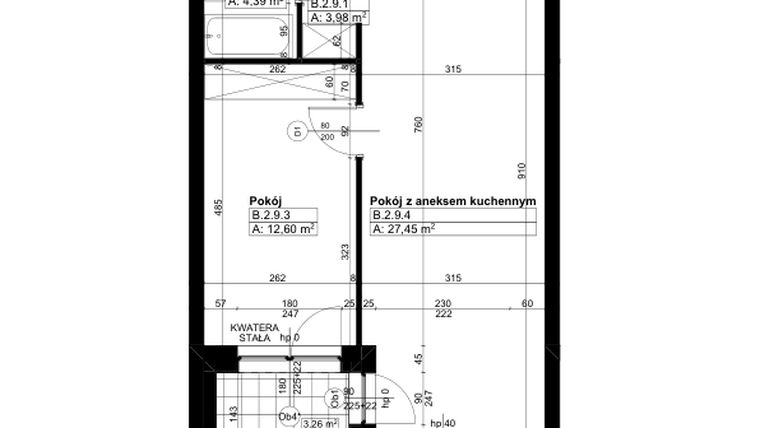 Rzut - Mieszkanie na sprzedaż 2 pokoje o powierzchni 48,42 m² - numer B/2/9 w Świerzawska 13