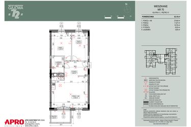 Rzut - Mieszkanie na sprzedaż 3 pokoje o powierzchni 63,06 m² - numer 70 w Wspólnota Mieszkaniowa Gajowa 72