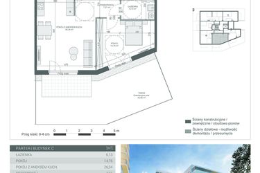 Rzut - Mieszkanie na sprzedaż 2 pokoje o powierzchni 54,44 m² - numer 2 w Unikat Apartamenty C