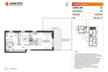 Rzut - Mieszkanie na sprzedaż 3 pokoje o powierzchni 60,33 m² - numer C9.17 w Konstelacja etap V