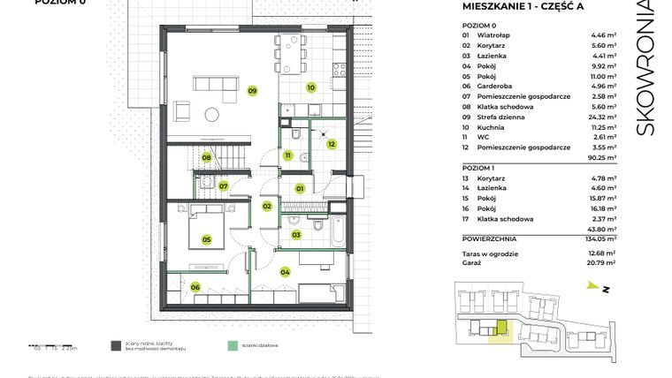 Rzut - Mieszkanie na sprzedaż 5 pokoi o powierzchni 154,84 m² - numer 5AL/1 w Skowronia