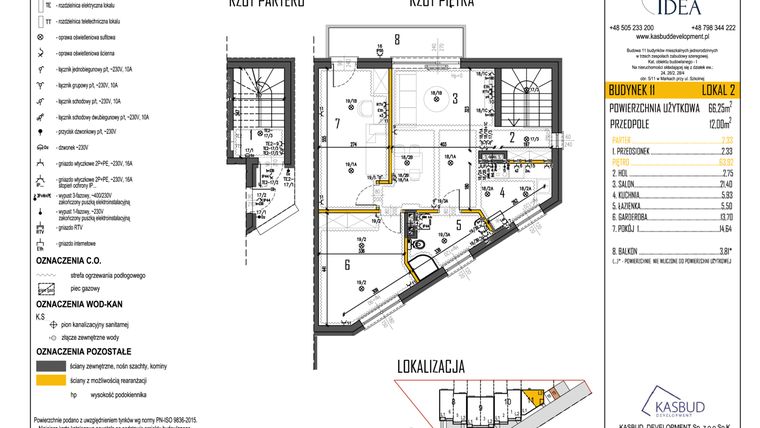 Rzut - Mieszkanie na sprzedaż 3 pokoje o powierzchni 66,25 m² - numer 11-L2 w Osiedle Idea etap II