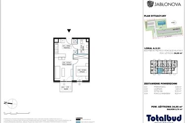 Rzut - Mieszkanie na sprzedaż 2 pokoje o powierzchni 35,44 m² - numer A.3.31 w Jabłonova