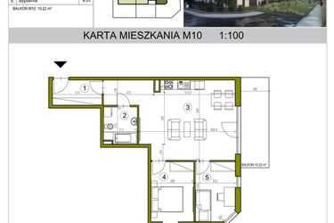 Rzut - Mieszkanie na sprzedaż 3 pokoje o powierzchni 61,28 m² - numer M10 w Kameralna Golikówka