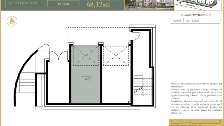 Rzut - Mieszkanie na sprzedaż 4 pokoje o powierzchni 68,12 m² - numer M1 w Apartamenty Gałczyńskiego