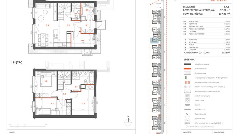 Rzut - Dom na sprzedaż 5 pokoi o powierzchni 92,62 m² - numer 6A.1 w Przystanek Ursus