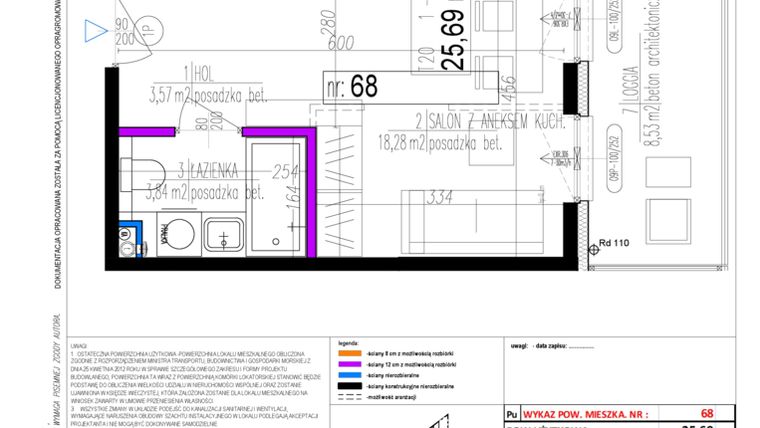Rzut - Mieszkanie na sprzedaż 1 pokój o powierzchni 25,67 m² - numer 68 w Strumykowa