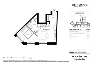 Rzut - Mieszkanie na sprzedaż 2 pokoje o powierzchni 44,13 m² - numer 519 w Chronos etap II