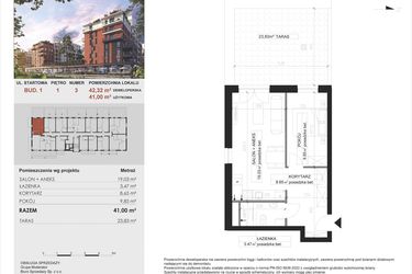 Rzut - Mieszkanie na sprzedaż 2 pokoje o powierzchni 41 m² - numer 3 w M|City