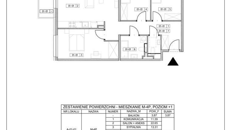 Rzut - Mieszkanie na sprzedaż 4 pokoje o powierzchni 73,72 m² - numer A1.1 w Stacja Augustów