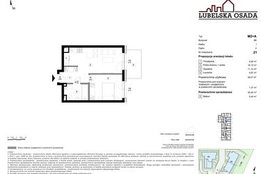 Rzut - Mieszkanie na sprzedaż 2 pokoje o powierzchni 40,44 m² - numer B6.21 w Lubelska Osada budynek B6