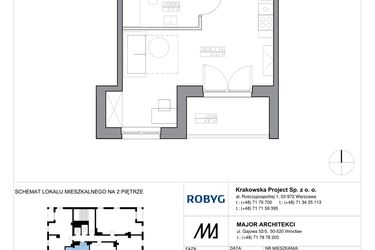 Rzut - Mieszkanie na sprzedaż 1 pokój o powierzchni 30,45 m² - numer KR6/B/2/4 w Apartamenty Krakowska etap VI