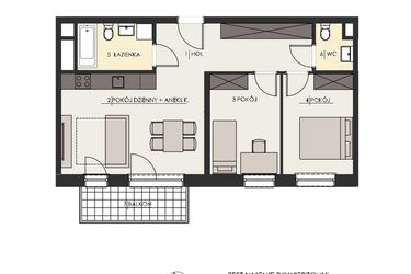 Rzut - Mieszkanie na sprzedaż 3 pokoje o powierzchni 60,06 m² - numer 89 w Osiedle Platinum III