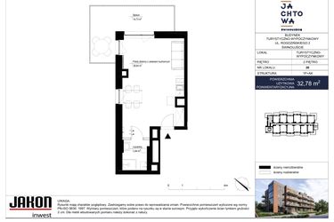 Rzut - Mieszkanie na sprzedaż 1 pokój o powierzchni 32,78 m² - numer 26 w Jachtowa