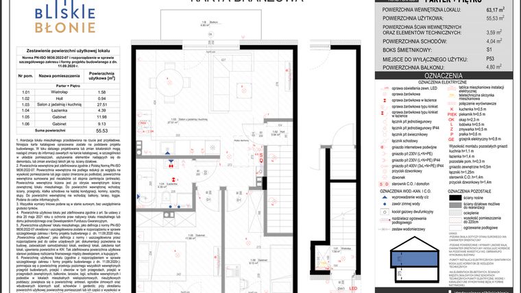 Rzut - Mieszkanie na sprzedaż 3 pokoje o powierzchni 55,53 m² - numer A11-2 w Bliskie Błonie
