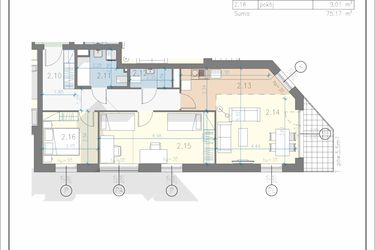 Rzut - Mieszkanie na sprzedaż 3 pokoje o powierzchni 75,17 m² - numer 10 w Residence Przewóz 41