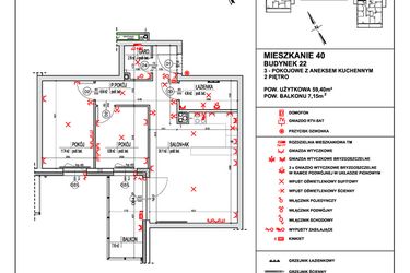 Rzut - Mieszkanie na sprzedaż 3 pokoje o powierzchni 59,4 m² - numer 40 w Osiedle 4 Pory Roku - Etap VIII