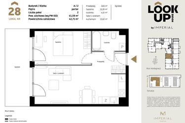Rzut - Mieszkanie na sprzedaż 2 pokoje o powierzchni 41,59 m² - numer A28 w Look Up House