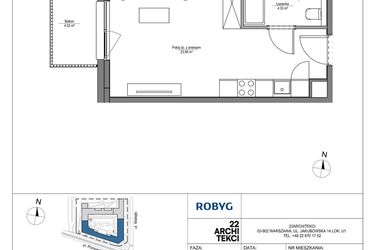 Rzut - Mieszkanie na sprzedaż 1 pokój o powierzchni 28,22 m² - numer LH/LHA/D/2/3 w Lira House