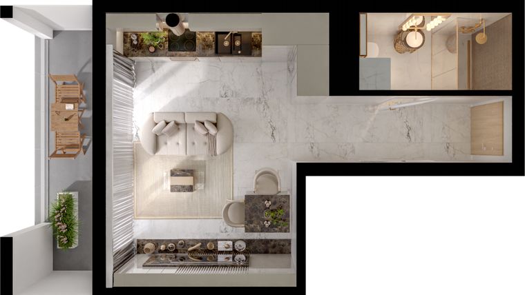 Rzut - Mieszkanie na sprzedaż 1 pokój o powierzchni 27,86 m² - numer A8/4/58 w GEMINI G-7