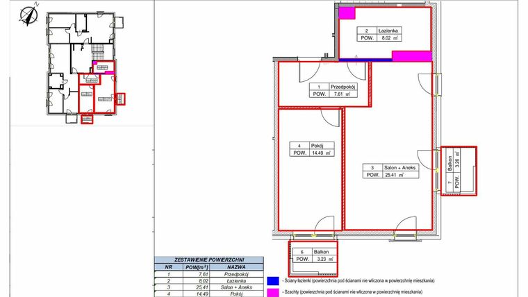 Rzut - Mieszkanie na sprzedaż 2 pokoje o powierzchni 56,43 m² - numer A3.2 w DzwoNova
