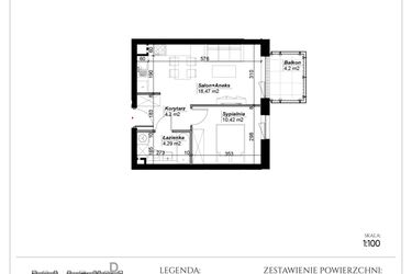 Rzut - Mieszkanie na sprzedaż 2 pokoje o powierzchni 37,38 m² - numer C.46 w Narcyzowe Wzgórza II