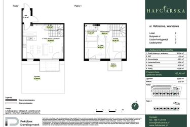 Rzut - Dom na sprzedaż 3 pokoje o powierzchni 63,48 m² - numer L2 w Hafciarska