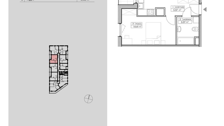 Rzut - Mieszkanie na sprzedaż 2 pokoje o powierzchni 48,55 m² - numer 2.A94 w Niebieski Bursztyn II