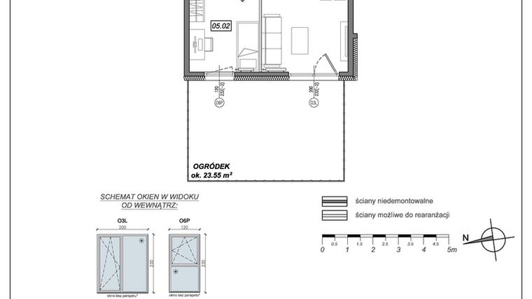 Rzut - Mieszkanie na sprzedaż 2 pokoje o powierzchni 36,2 m² - numer 6.A.05 w Urzeka bud. 6 i 7