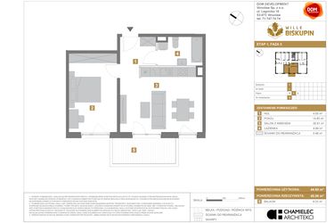 Rzut - Mieszkanie na sprzedaż 2 pokoje o powierzchni 44,6 m² - numer I.5 w Wille Biskupin II