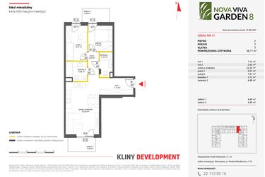 Rzut - Mieszkanie na sprzedaż 3 pokoje o powierzchni 58,71 m² - numer 81 w Nova Viva Garden 8