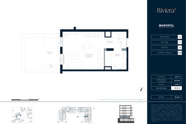 Rzut - Mieszkanie na sprzedaż 1 pokój o powierzchni 29,2 m² - numer A.M099 w Riviera⁵