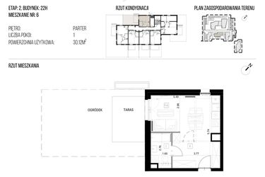 Rzut - Mieszkanie na sprzedaż 1 pokój o powierzchni 30,12 m² - numer 22H/06 w NATURAMA II