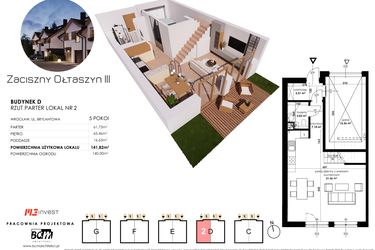 Rzut - Dom na sprzedaż 5 pokoi o powierzchni 141,82 m² - numer D2 w Zaciszny Ołtaszyn III