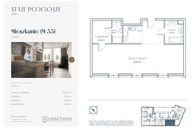 Rzut - Mieszkanie na sprzedaż 1 pokój o powierzchni 68,63 m² - numer M.33 w Stare Podgórze
