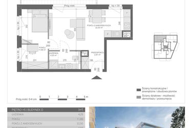 Rzut - Mieszkanie na sprzedaż 2 pokoje o powierzchni 41,48 m² - numer M-30 w Unikat Apartamenty D