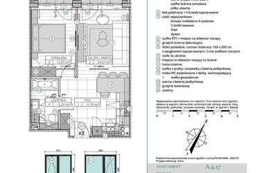 Rzut - Mieszkanie na sprzedaż 2 pokoje o powierzchni 46,14 m² - numer A.4.17 w Remedium