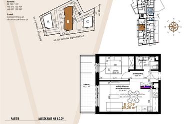 Rzut - Mieszkanie na sprzedaż 2 pokoje o powierzchni 39,26 m² - numer VB.0.09 w Vanda Park