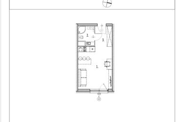 Rzut - Mieszkanie na sprzedaż 1 pokój o powierzchni 27,55 m² - numer 15 w Zachodnia 29