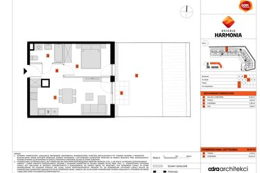 Rzut - Mieszkanie na sprzedaż 2 pokoje o powierzchni 36,03 m² - numer C.9 w Osiedle Harmonia