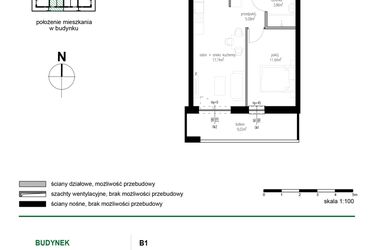 Rzut - Mieszkanie na sprzedaż 2 pokoje o powierzchni 38,32 m² - numer 21 w Wędrowna