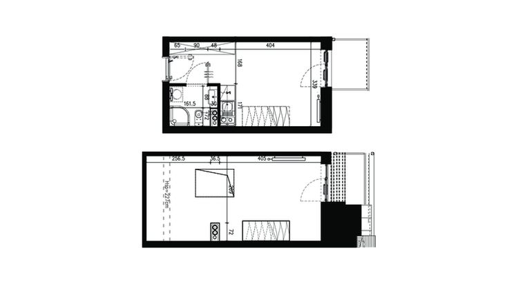 Rzut - Mieszkanie na sprzedaż 2 pokoje o powierzchni 42 m² - numer AB.4.057 w Nadolnik Compact Apartments etap III