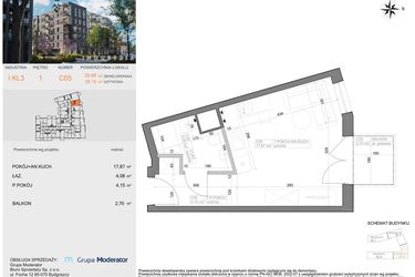 Rzut - Mieszkanie na sprzedaż 1 pokój o powierzchni 26,1 m² - numer I-C5 w Industria etap I-D oraz I-C