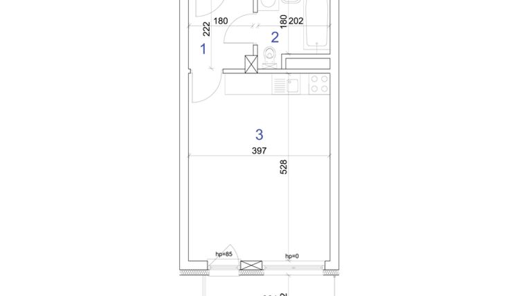 Rzut - Mieszkanie na sprzedaż 1 pokój o powierzchni 28,64 m² - numer 6A.23 w Mierzeja Wiślana etap IV