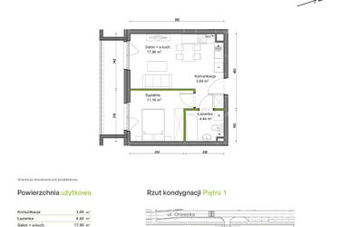 Rzut - Mieszkanie na sprzedaż 2 pokoje o powierzchni 37,19 m² - numer D1/A/05 w Orawska Vita